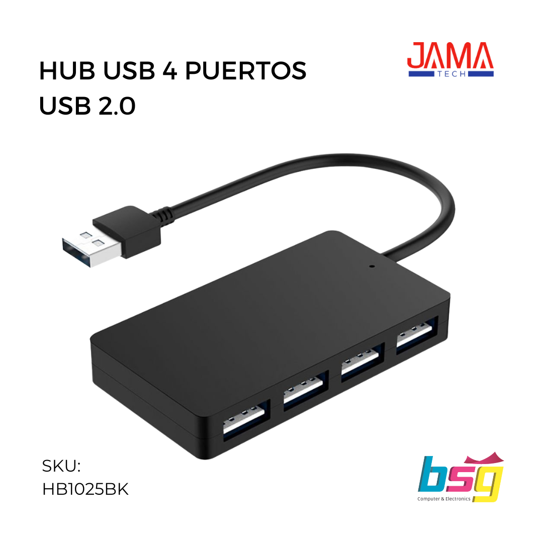 HUB USB 4 PUERTOS USB 2.0 JAMATECH