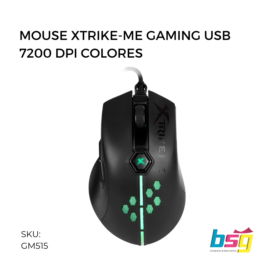 MOUSE XTRIKE-ME GAMING USB 7200 DPI COLORES