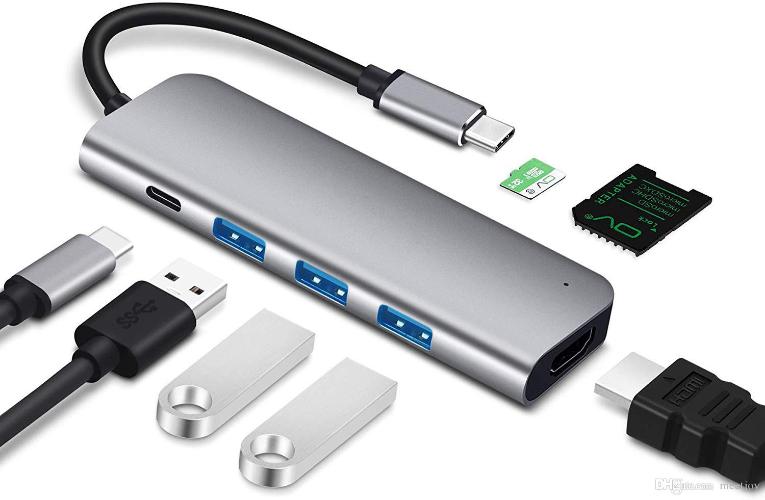 HUB TIPO C 7 EN 1 (3 USB 3.0+MICRO SD+SD+PD)
