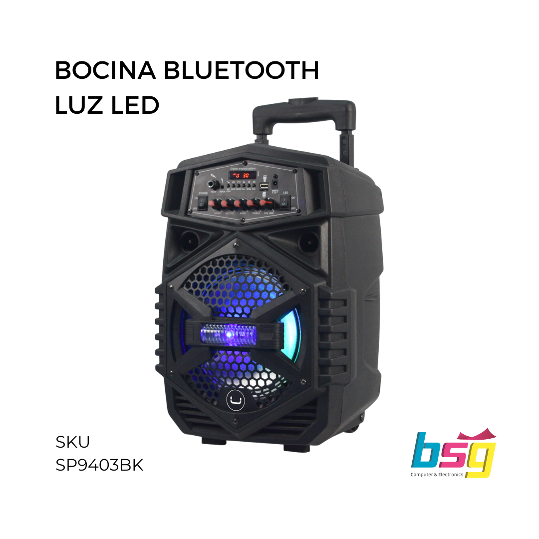 BOCINA BT SOUNDWAVE 3 8" LUZ LED